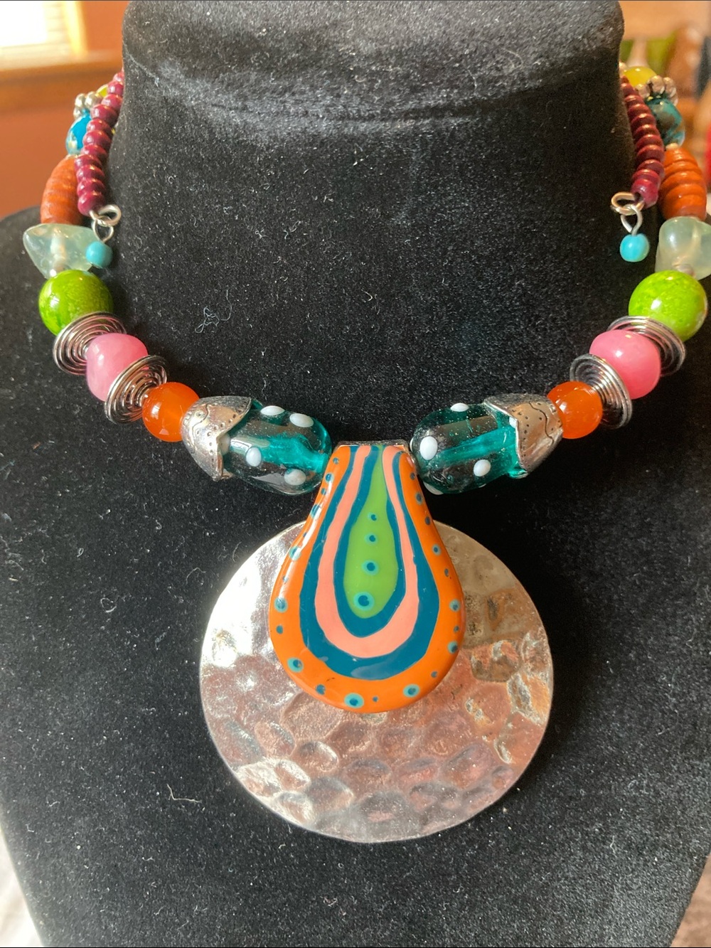 Colorful Bohemian Statement Pendant Choker